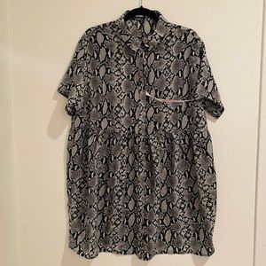 Missguided Grey Snakeskin Oversized Smock Dress sz 10